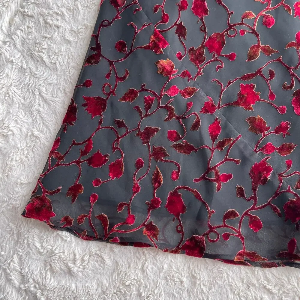 Vintage velvet burnout floral prom‎ formal dress maxi gown Ann Taylor 90s Y2K - Picture 7 of 14